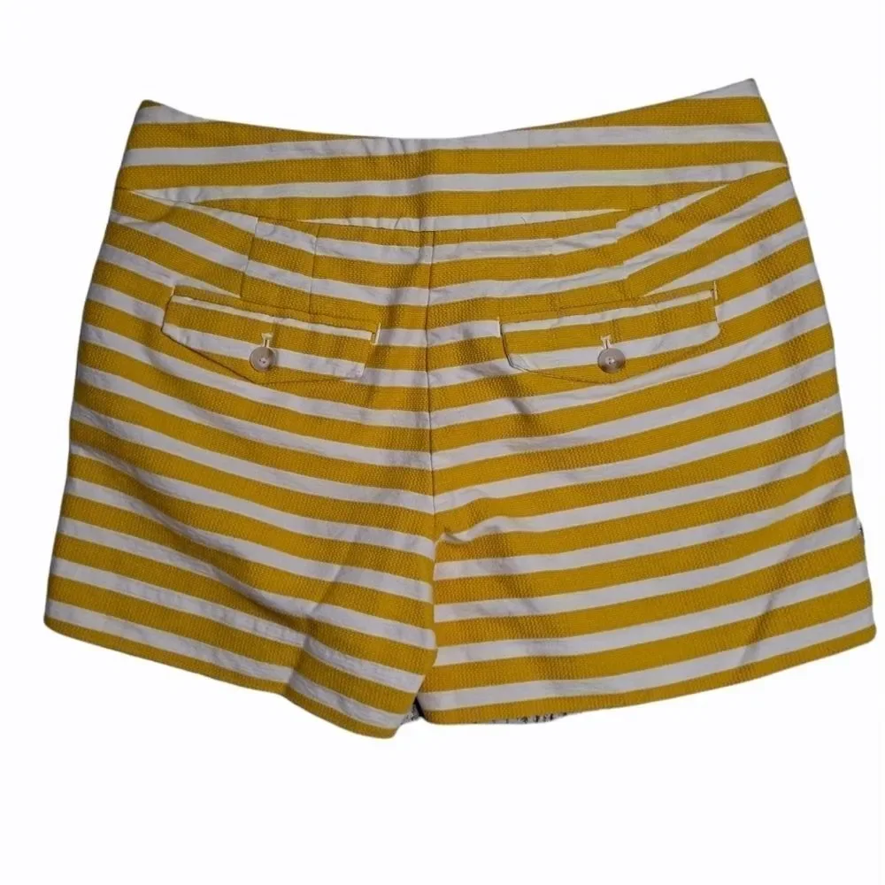 LOFT Striped Nautical Shorts Mustard Beige 0